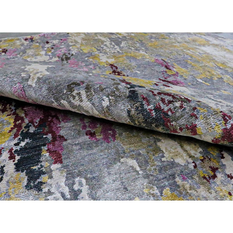 Hand Knotted Abstract Area Rug, Rectangle 2' x 3'