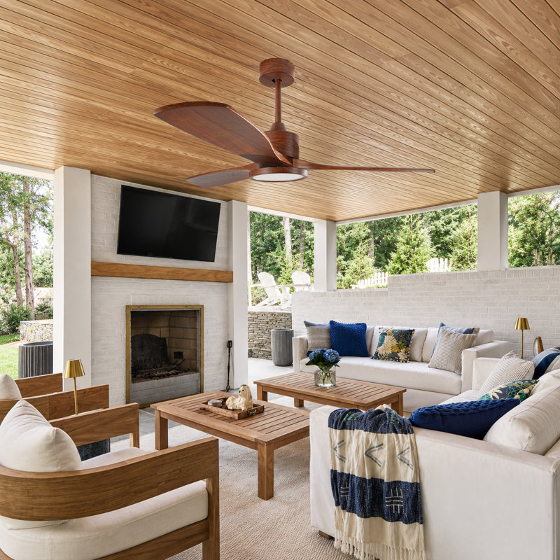 52 INCH WOOD CEILING FAN WITH LIGHT, 52" W