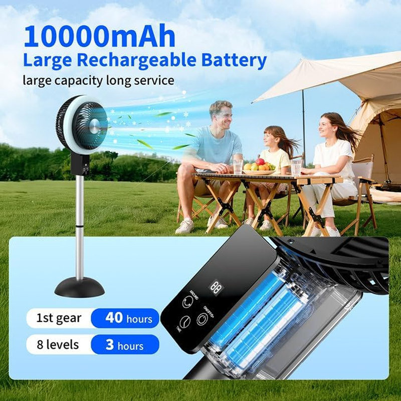 Ventilateur sur pied rechargeable avec télécommande, pile 10 000 ...