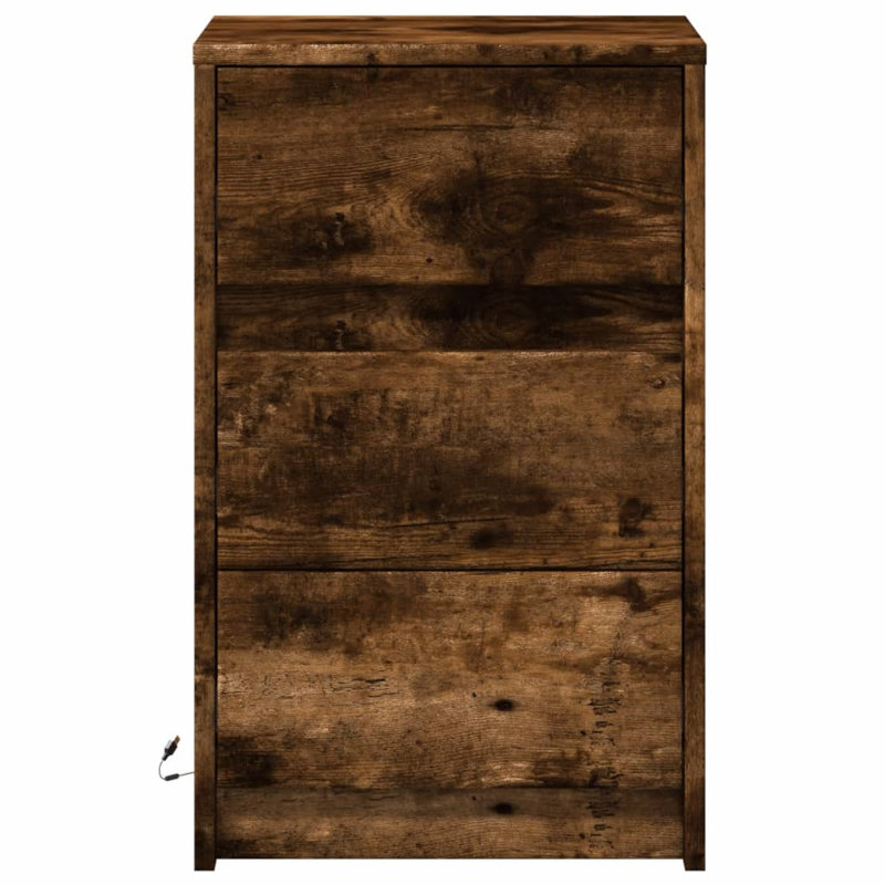 Dawens 38cm W Manufactured Wood Bedside Table, Smoked Oak