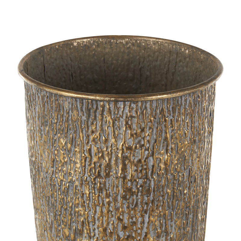 Cole And Grey Metal Tapered Textured Floor Abstract Vase With Gray Backing