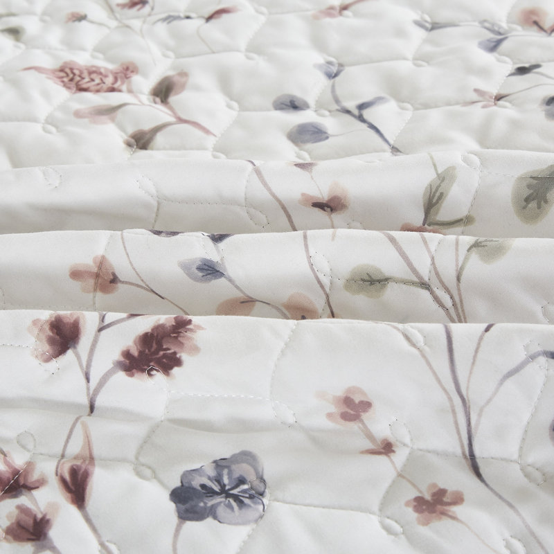 Ensemble de courtepointe à motif floral Blush Sprig, Grand lit