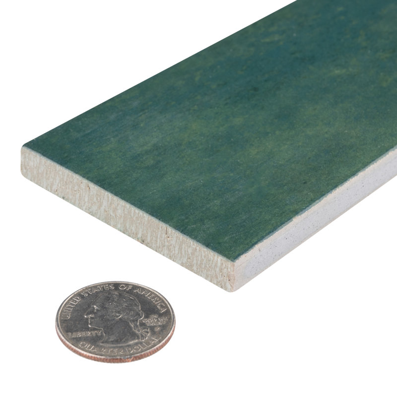 Capri 3" x 10" Porcelain Stone Look Subway Wall Floor Use Tile, Green