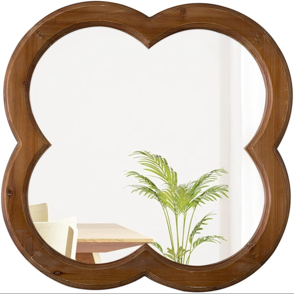 Ophelia & Co. Farmhouse Scalloped Wood Frame Quatrefoil Mirror 20 Inch ...