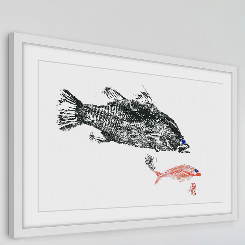 « barramundi chasse », reproduction d’art encadrée, H 20 po x l 30 po x P 1,5 po
