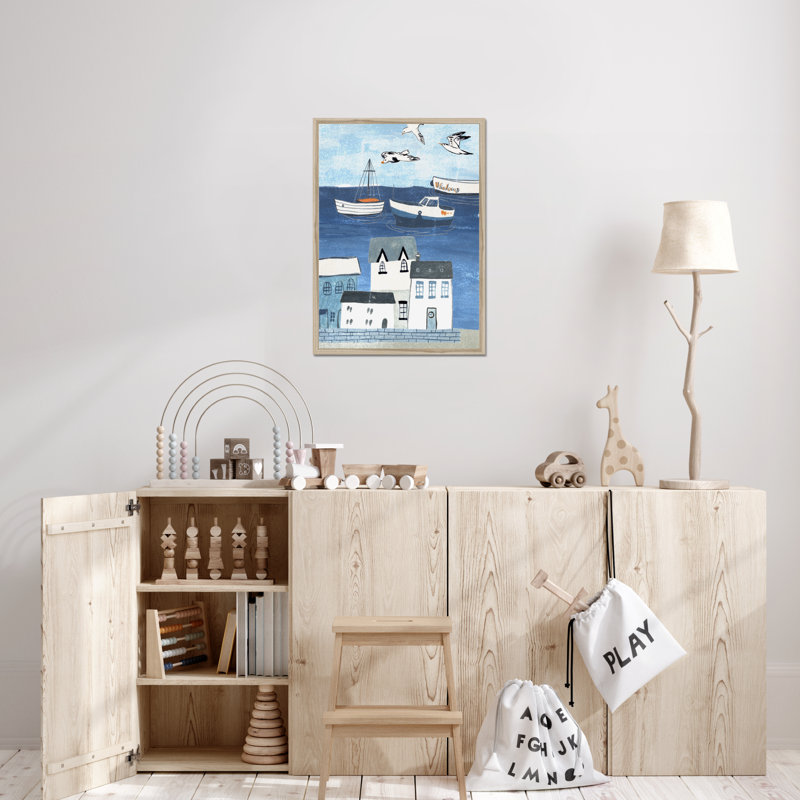 Sailors Rest I by Melissa Wang - Painting, 50cm H x 34cm W, Natural Wood Framed Paper Print