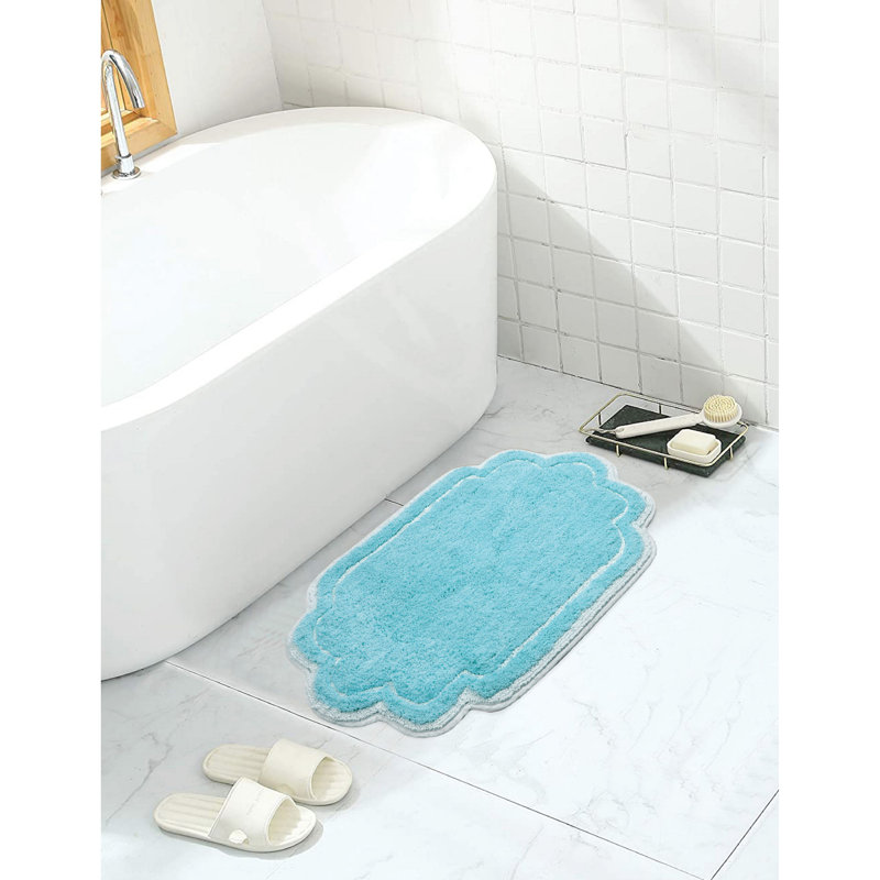 Tapis pour salle de bain Dobrinka, Turquoise, 17 po x 24 po (rectangulaire)