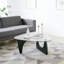 Table basse moderne triangulaire avec base en bois massif et table d'appoint en verre Triangle