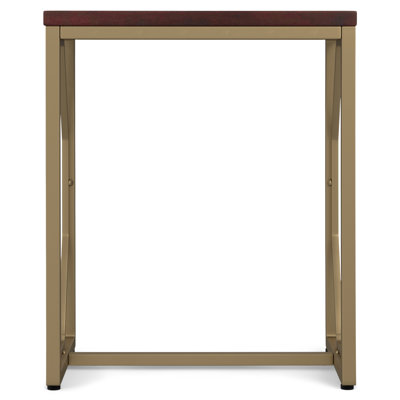 Selma 20"W Solid Mango Wood Contemporary End Table with Open Metal Base and Diamond Detail