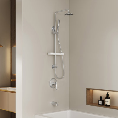 Le système de douche multifonctionnel tout-en-un avec baguette de douche à main, pomme de douche et plateau de rangement