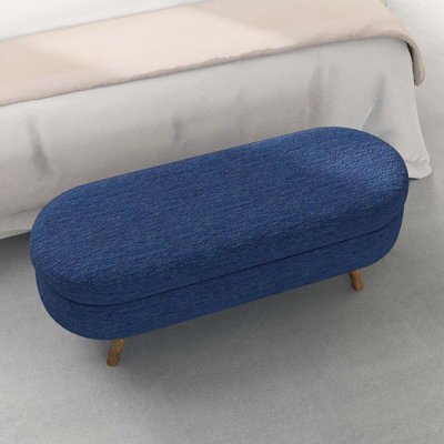Ottoman Oval Storage Bench, Rubber Wood Legs