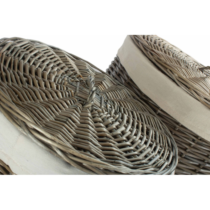 2 Piece Wicker Laundry Basket Set with Lining