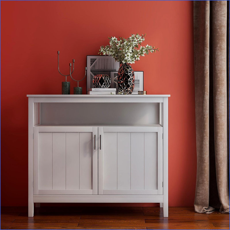 Sideboard Buffet Server, White Kitchen Storage Cabinet with Adjustable Shelves | E1 MDF | UV-Painted