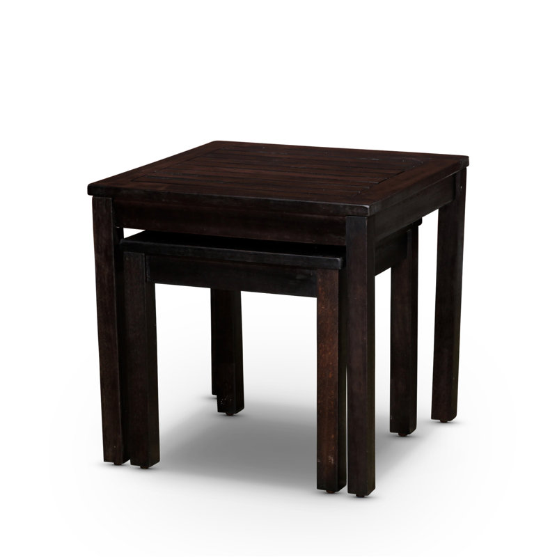 Charming 2-Piece Eucalyptus Nesting Table Set For Outdoor Enjoyment