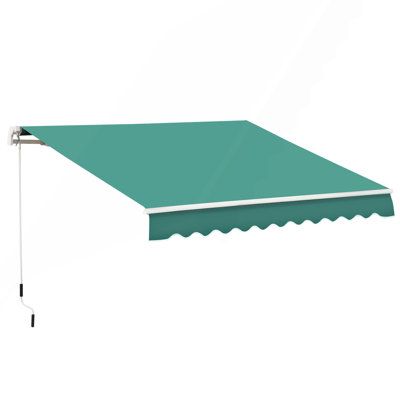 Auvent rétractable de 13 pi x 8 pi, auvents de patio, abri pare-soleil avec manivelle, tissu résistant aux rayons UV et à l'eau et cadre en aluminium