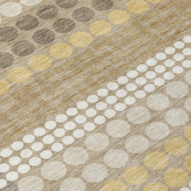Machine Washable Indoor/Outdoor Chantille ACN2445 Geometric Rug, 3' x 5', Beige