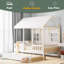 Lit en bois avec couchette Wood House, blanc-1223845419