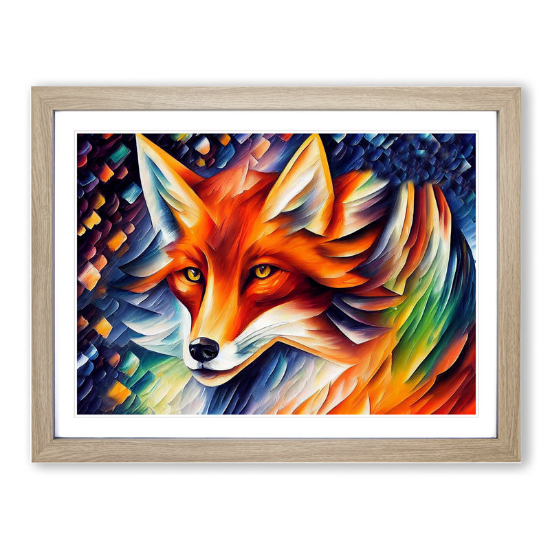 Fox - Framed Print, 34cm H x 46cm W x 2cm D, Oak