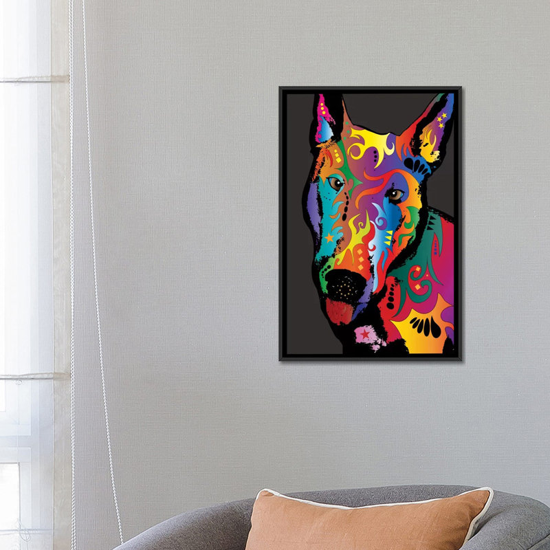 « arc-en-ciel », impression sur toile tendue terrier, H 26 po x l 18 po x P 1,5 po, Toile avec cadre noir, Pas de tapis