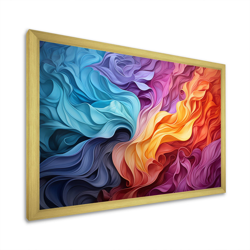 Opt Illusion chromatique sur toile, H 30 po x l 40 po x P 1,5 po, Encadrement doré