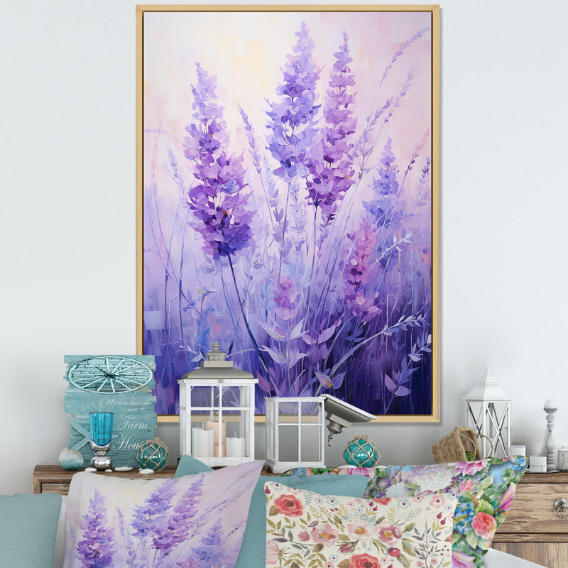 Lavande, sérénité, art floral, Cadre flottant brun, 20" H x 12" W