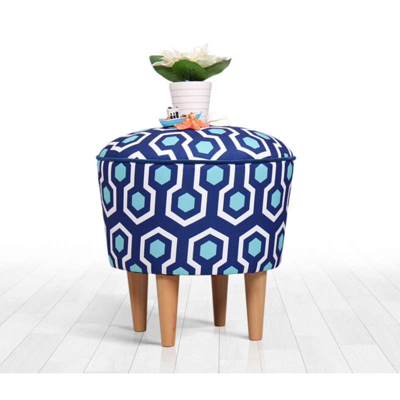 Chackbay 42cm Wide Round Geometric Footstool Ottoman