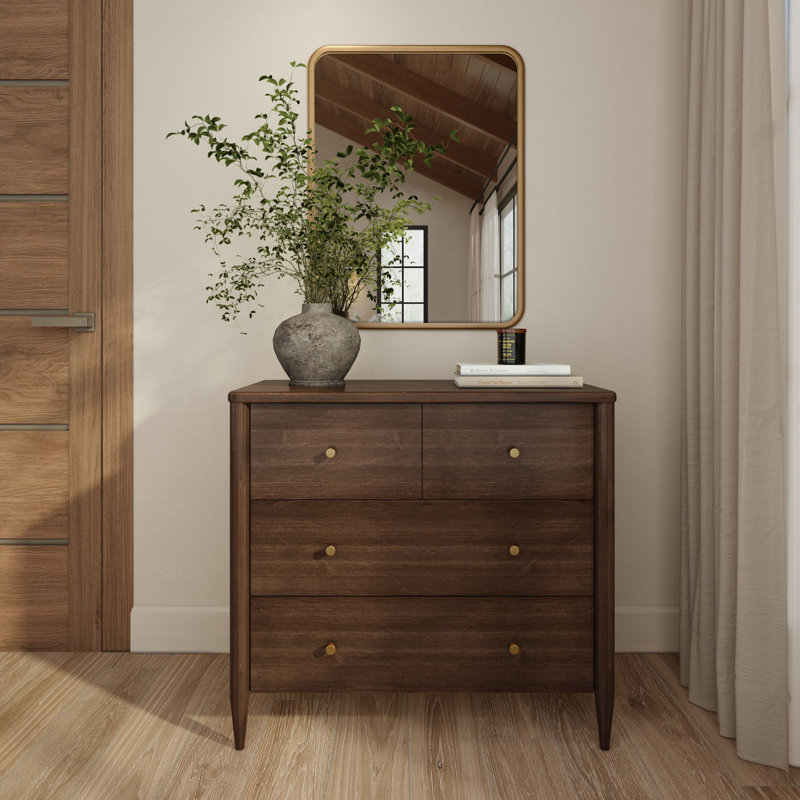 Jacelyn 3-Drawer with Divided Top Drawer Dresser, Walnut