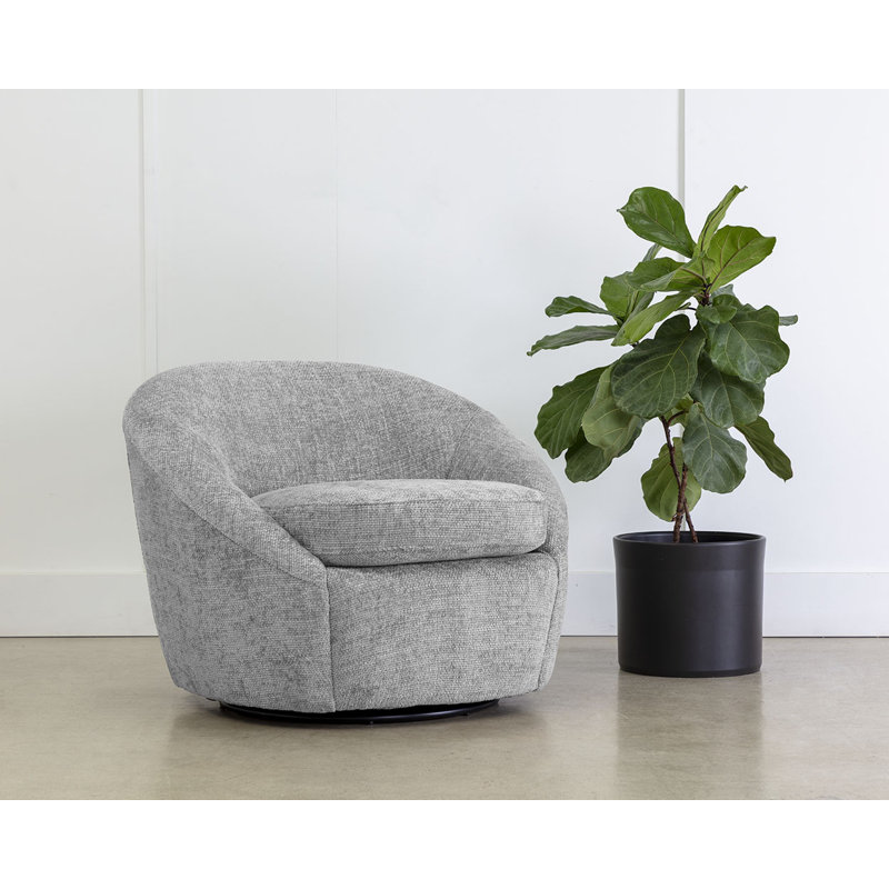 Swivel Lounge Chair, Gray Polyester