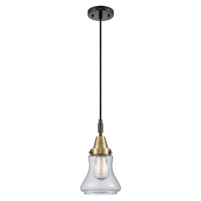 Downtown Urban - Caden Bellmont - Mini-luminaire suspendu à cordon 1 lumière de 7 po - Finition chrome poli - Abat-jour transparent