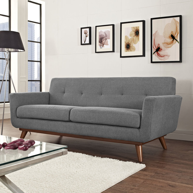 Causeuse rembourrée et revêtue de tissu Engage de Modway, Velours performance gris