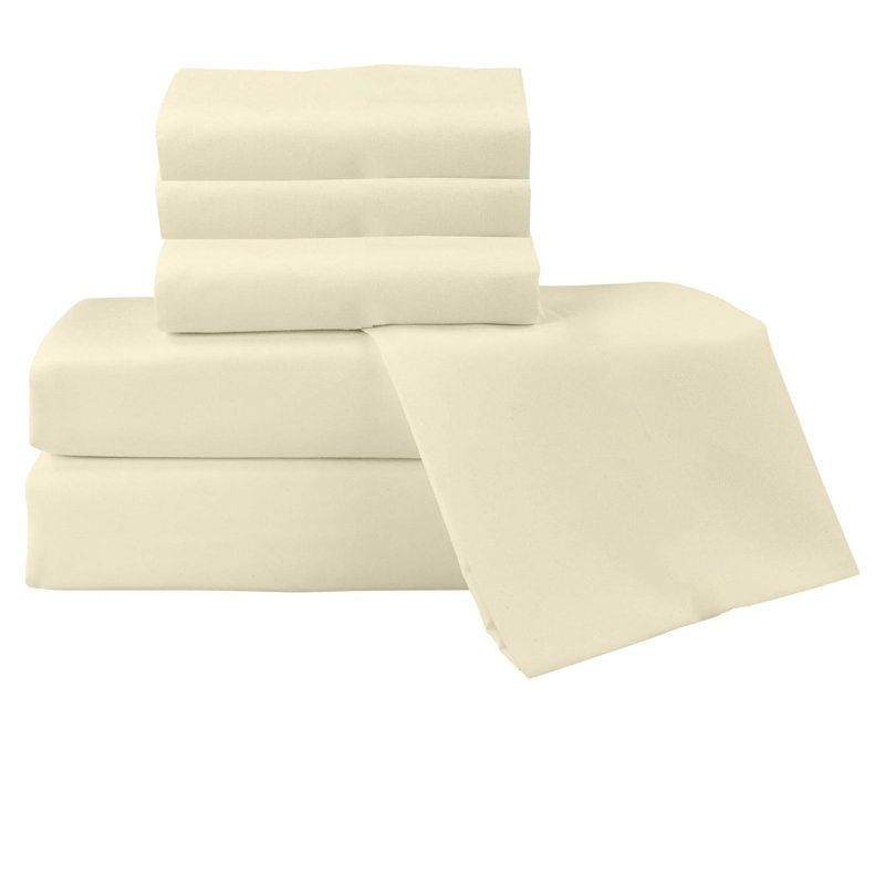 Jaree 6-Piece Rayon Hotel Sheet Set, California King, Cream