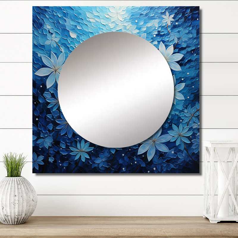 Gessell - Miroir carré Magnolias, art mural pour salle de bain, 23 po x 23 po