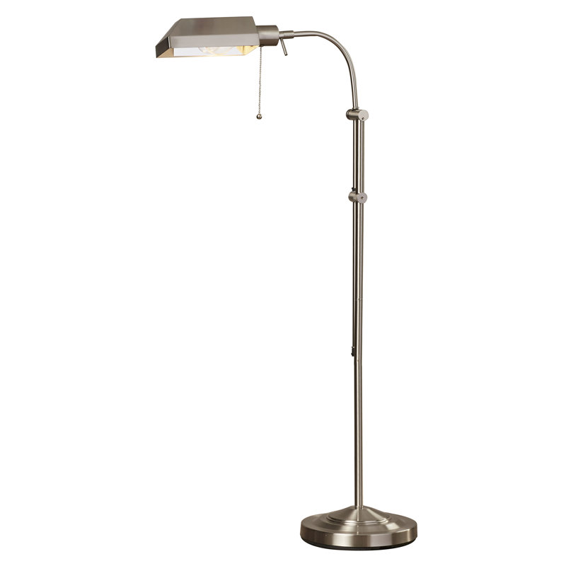 Lampe sur pied de pharmacie 100W avec mât réglable 57 "H pour la lecture, Acier brossé