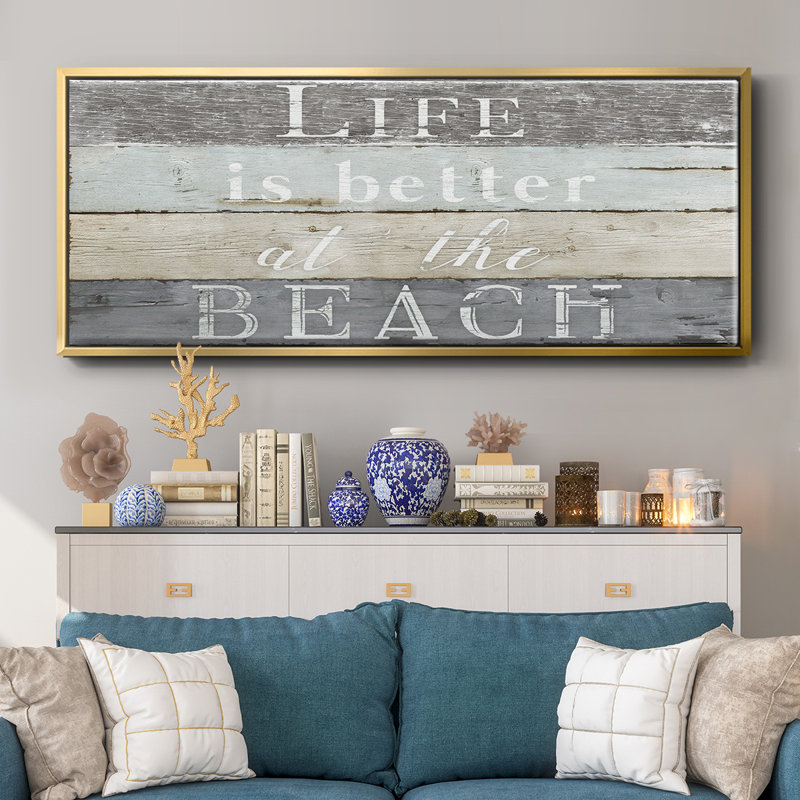 Life Better Beach- Framed Canvas, 20" H x 50" W