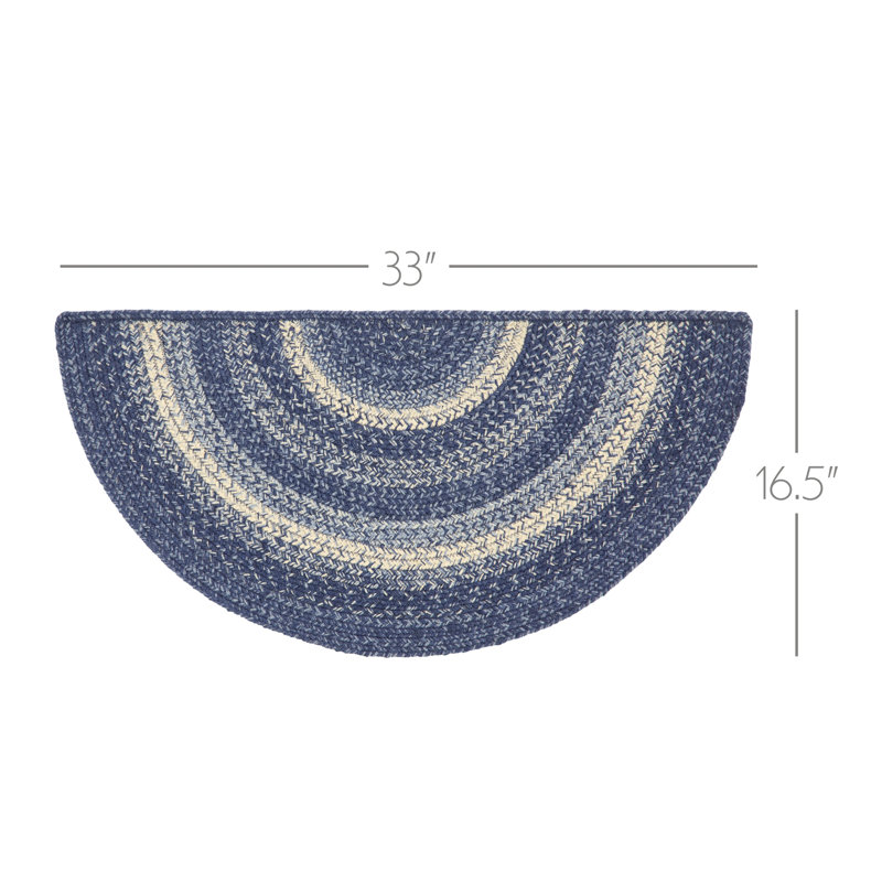 Tapis bleu / gris Birt Whistle, Demi-cercle 1 pi 4 po x 2 pi 9 po