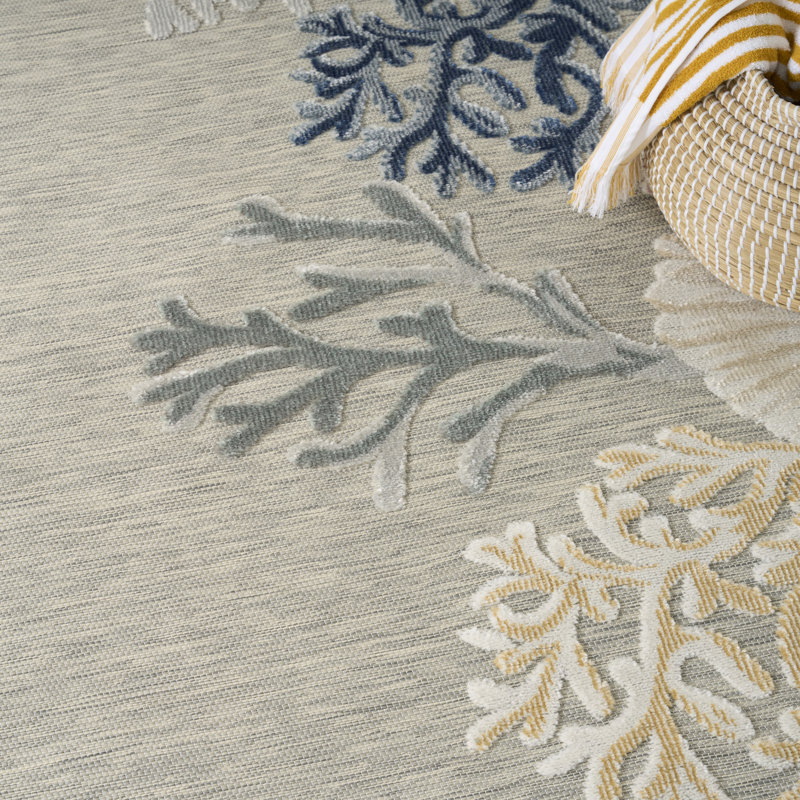  Suncoast 5'3" x 7'3" Grey Multicolor Coastal, Nautical & Beach Rug, Rectangle 5'3" x 7'3", Multicolor