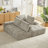 Cozyform Convertible Corduroy Sectional Couch With Ottoman & Pillows, Modular L Shaped Sleeper Sofa, Boneless Cloud Couch For Living Room Furniture, Black-1851487803-1851487799