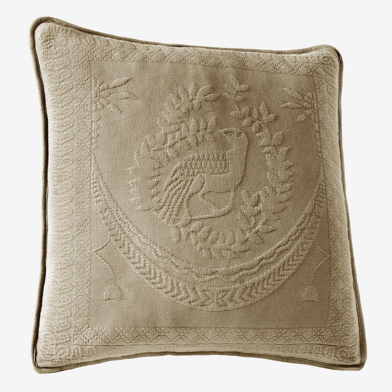 Matelasse Square Cotton Pillow Cover, 20"H x 20"W, Birch