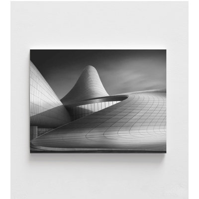 Art mural architecture moderne - courbes abstraites en noir et blanc