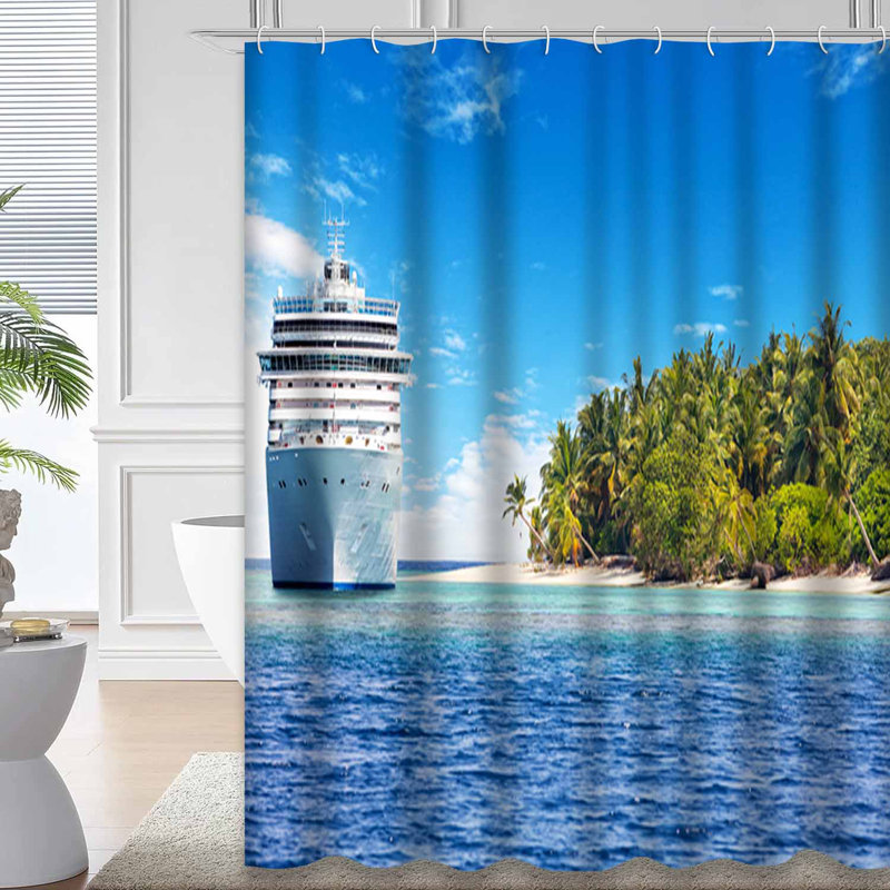 Bateau de luxe, île tropicale, Long Beach, belle destination de nuage bleu avec 12 crochets, L 72 po x l 72 po