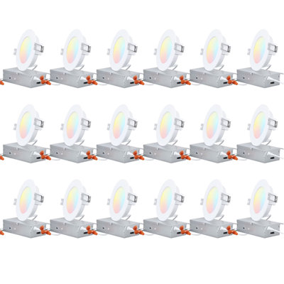 Luminaire encastré à DEL mince Core 4 po avec boîte de jonction, plafonnier sans boîtier, 5 CCT 2700K-5000K sélectionnable, 700 lm 10,5 W, IRC 90+, gradation, étanche à l'air (norme IC), résistant à l'humidité