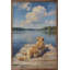 Golden retriever au bord du lac-299474679