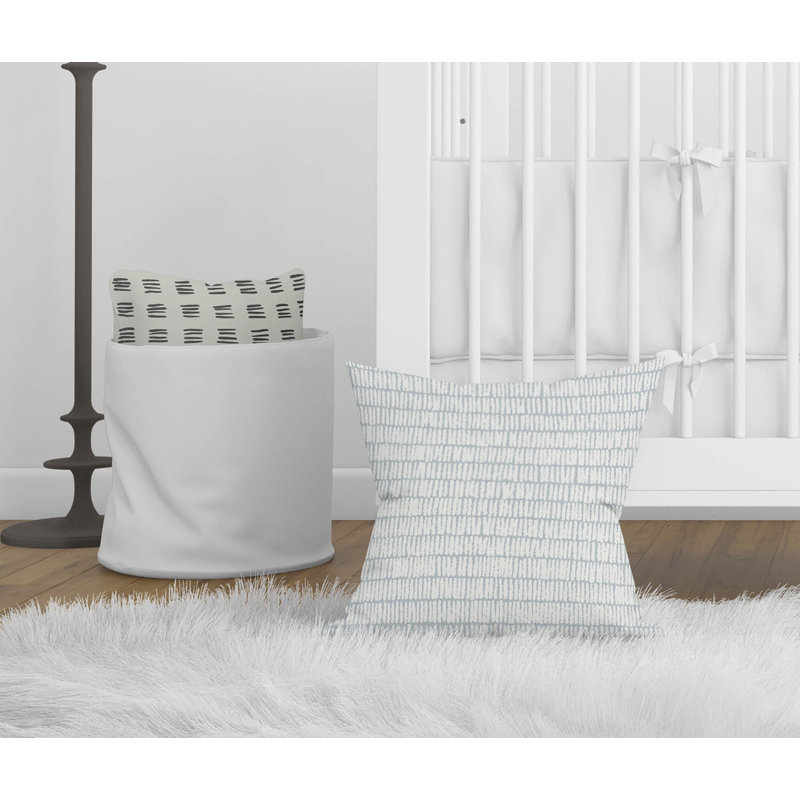 Coussin Ricky Row, H 16 po x l 16 po, Bleu ardoise / rayures bleues