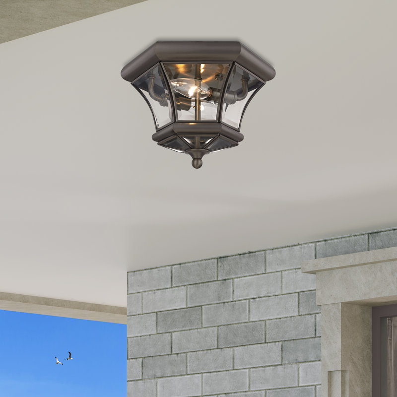 Dufton 2-Light Flush Mount, Bronze, 7" H x 10.5" W x 10.5" D