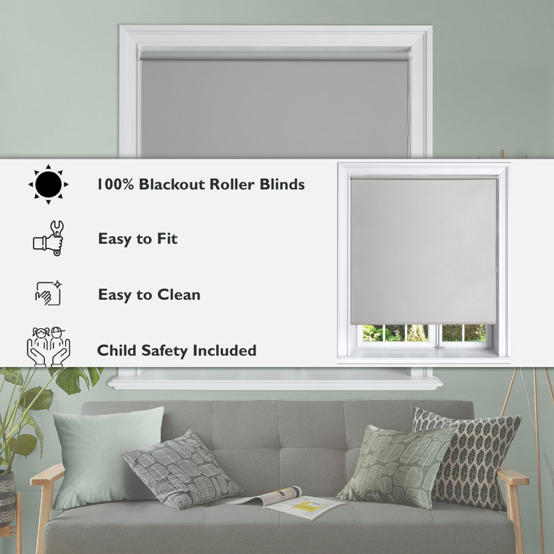 Roller Blind, 150cm W x 160cm L, Grey