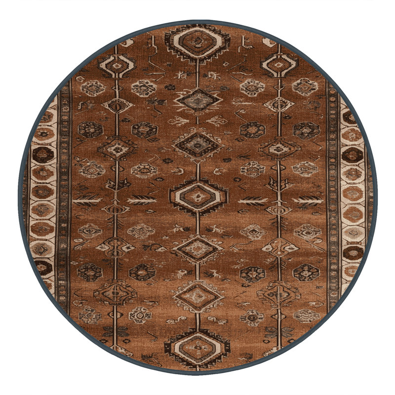 Tapis brun turc lavable à la machine, Rond 4 pi