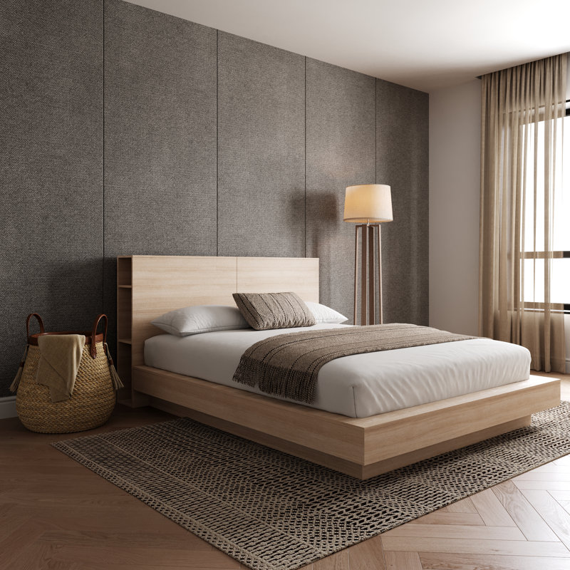 Brix Platform Bed, Beige