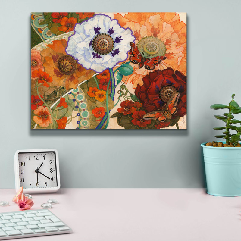 «Floral Tapisserie» par David Galchutt, art mural sur toile, H 12 po x l 16 po x P 0,75 po