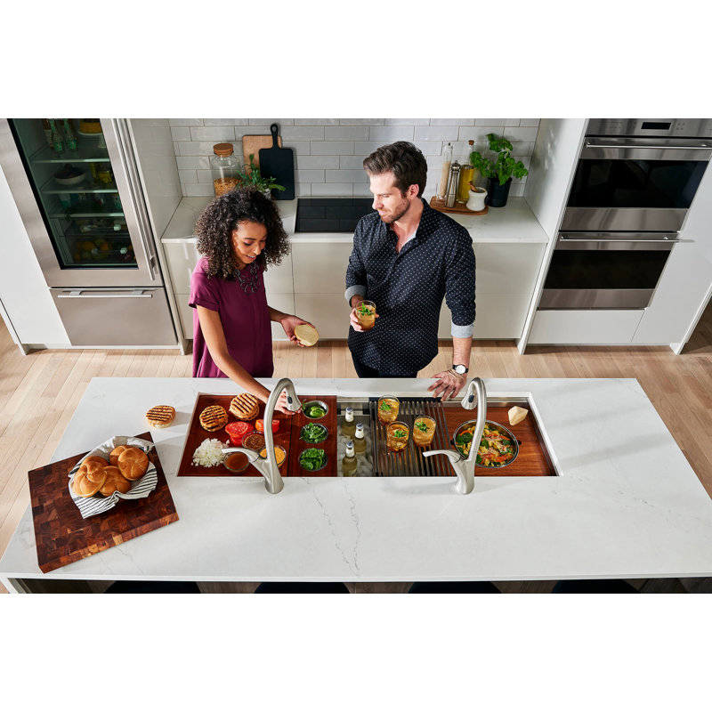 Évier de cuisine à deux niveaux encastrable Ruvati Workstation, L 19 po x l 39 po