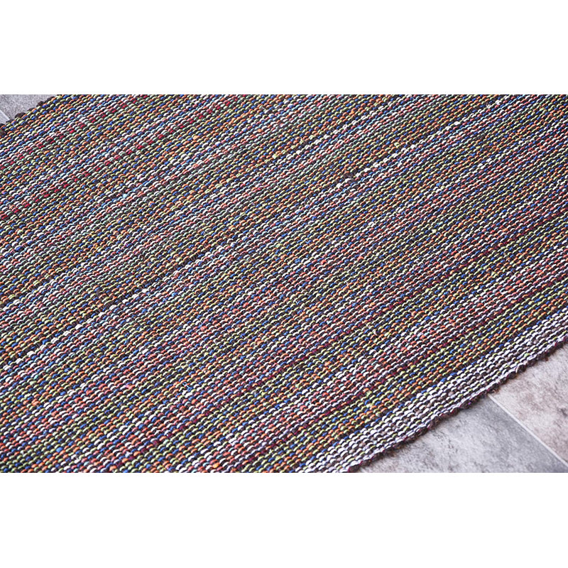 Tapis brun intérieur/extérieur en coton fait main à tissage plat